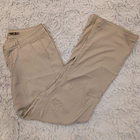 PrAna Women's Halle Pants Khaki Size 10 Regular Straight Fit Hiking Bouldering - Picture 1 of 11